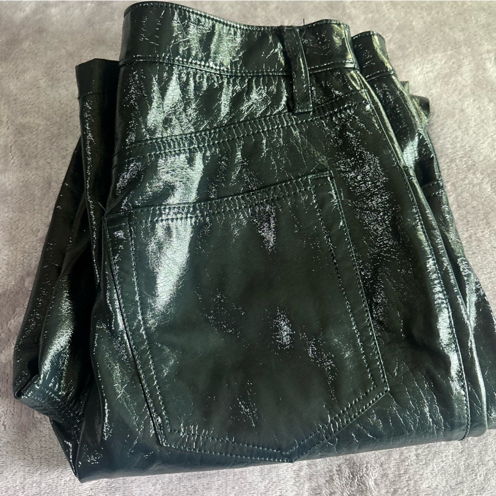 Abercrombie & Fitch The90s Straight Ultra High Rise Vegan Leather Pants Black 28 - Picture 5 of 6